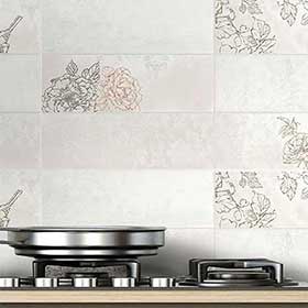 Tiled kitchen wall and stove