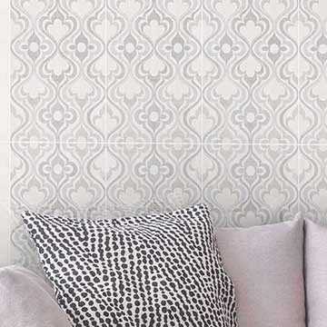 Wall tiles begind cushions