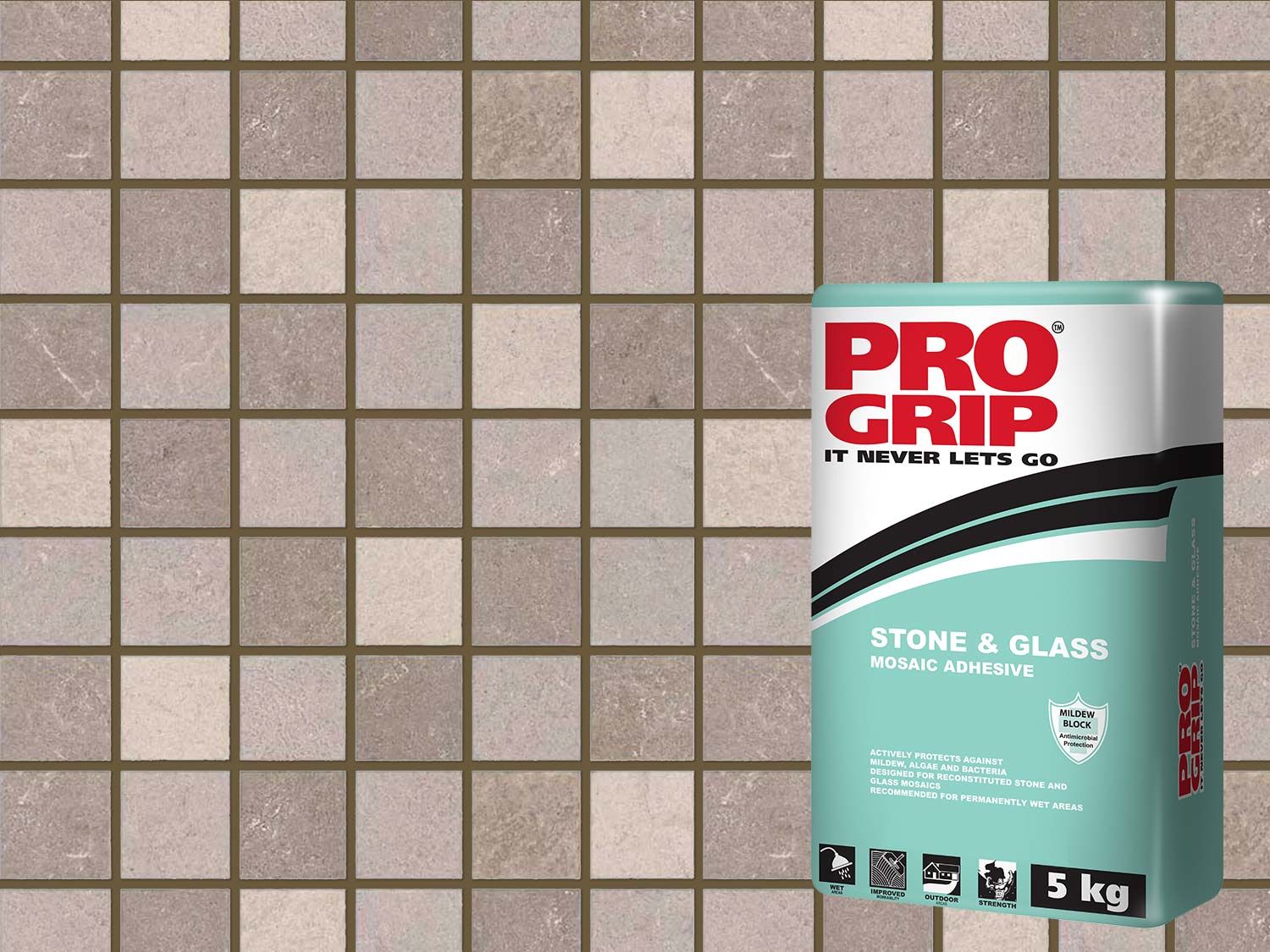 Pro Grip Taupe Mosaic Adhesive & Grout - 5 Kg