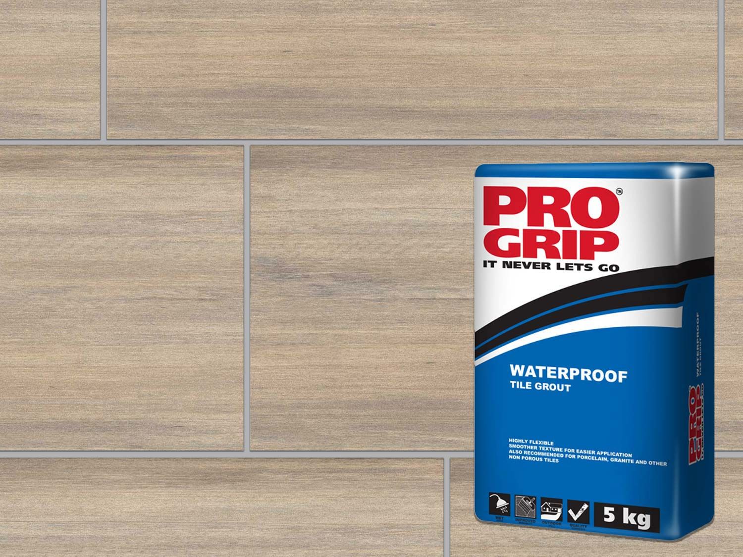 Pro Grip Light Grey Waterproof Tile, What Colour Grout With Brown Floor Tiles