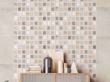 Urban Patchwork Grey Feature Matt Ceramic Wall Tile - 400 x 250mm