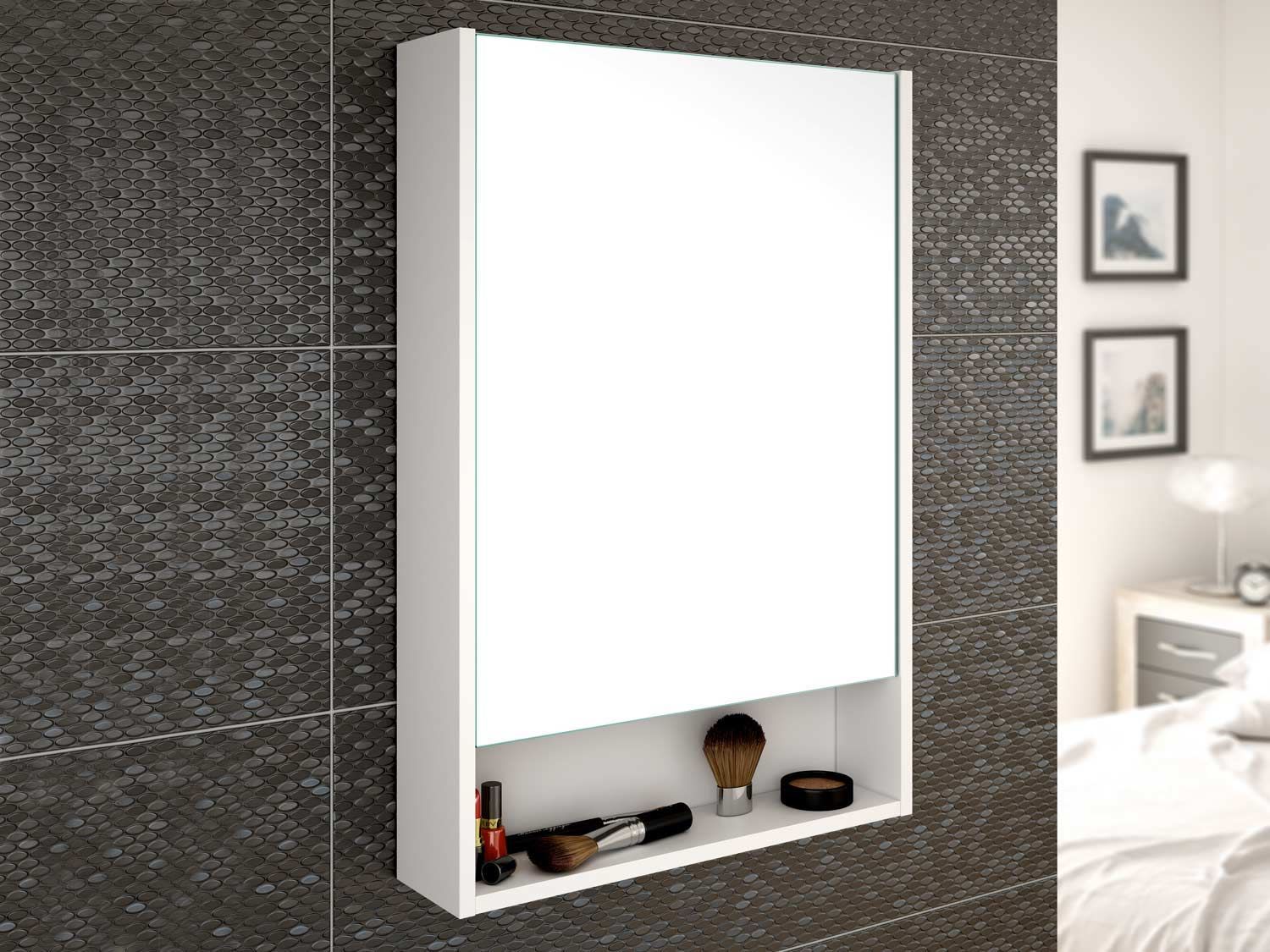 Lisbon White Mirror Cabinet 500 X 150, Mirror Cabinet For Bedroom