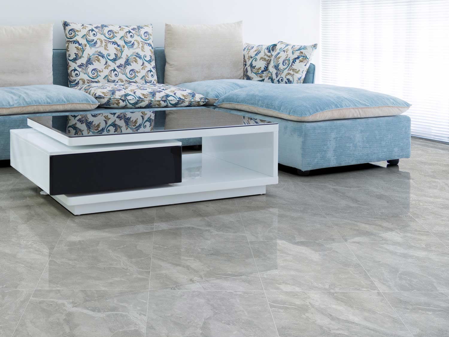 Buhle Grey Shiny Ceramic Floor Tile 408 X 408mm