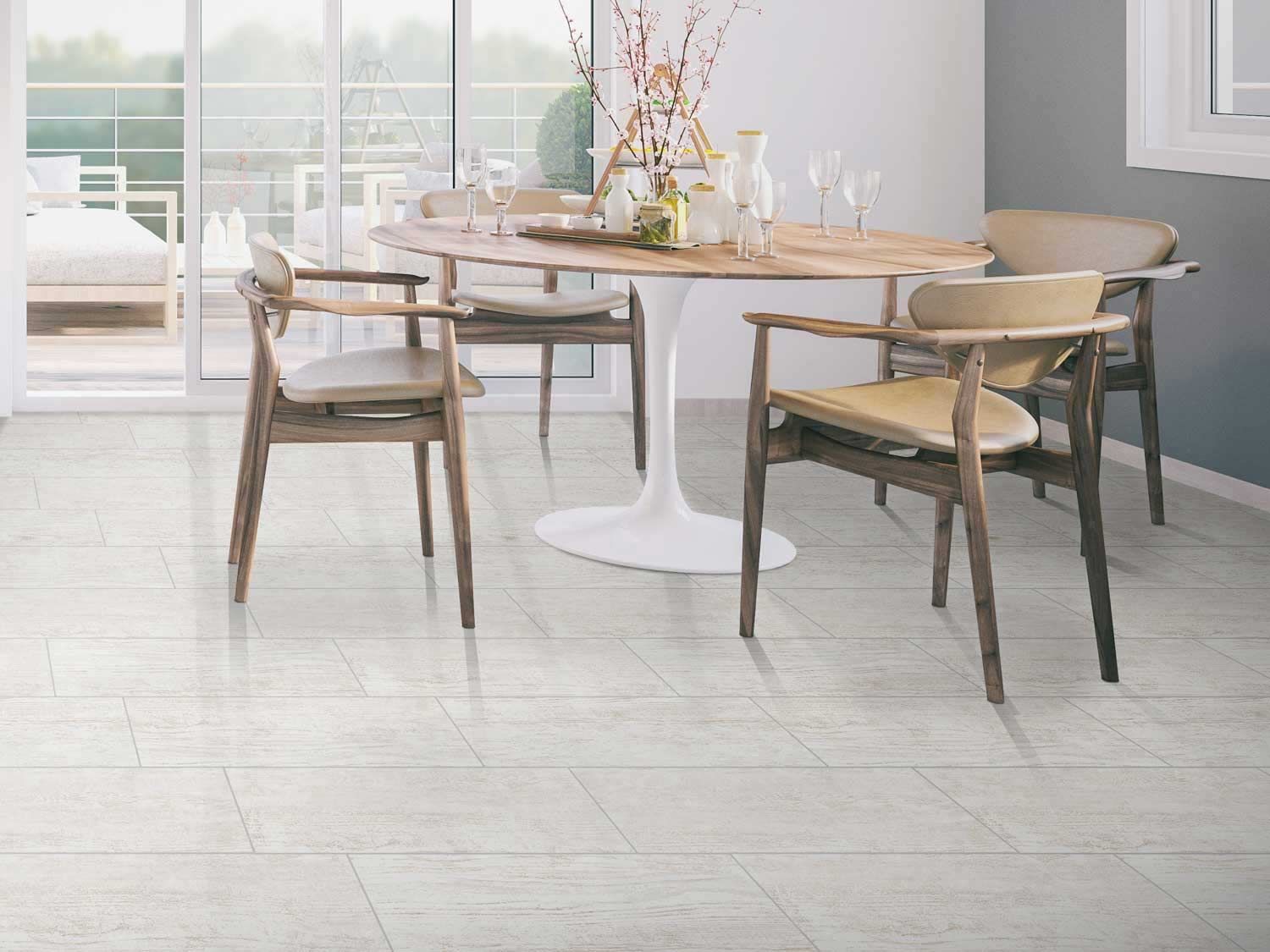 Strand White Matt Ceramic Floor Tile, White Wood Ceramic Floor Tile