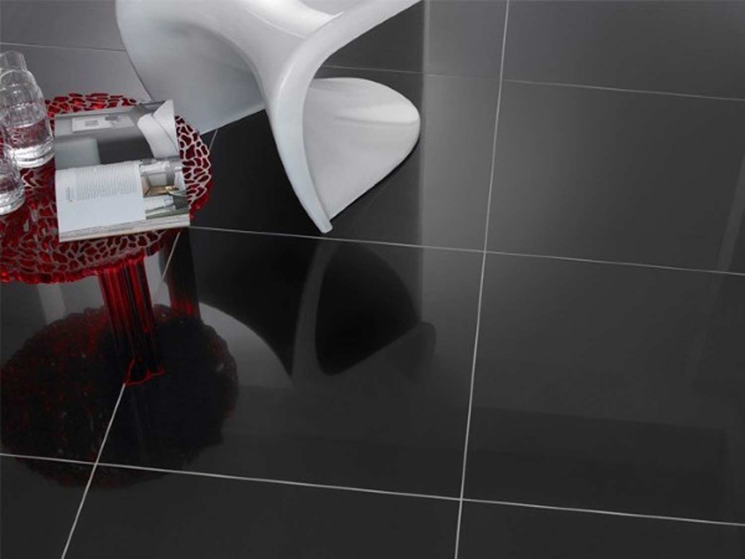 Super Black Nano Shiny Polished Porcelain Floor Tile 600 X 600mm