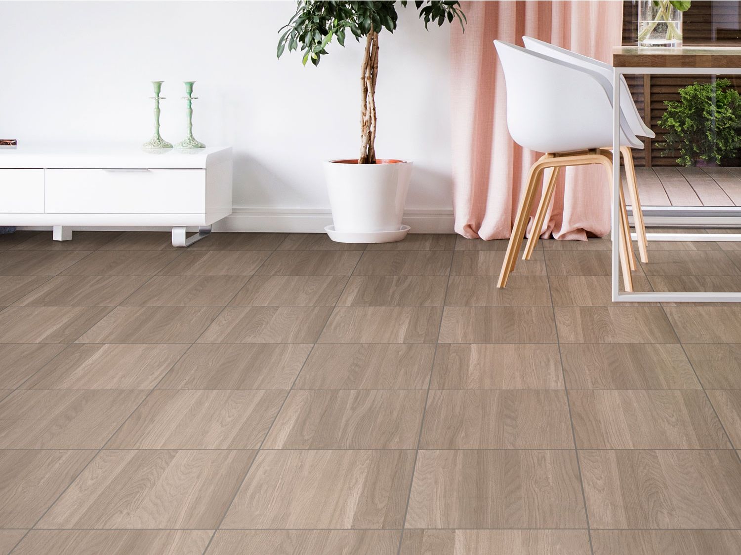 Kudos Wood Beige Matt Ceramic Floor Tile - 350 x 350mm