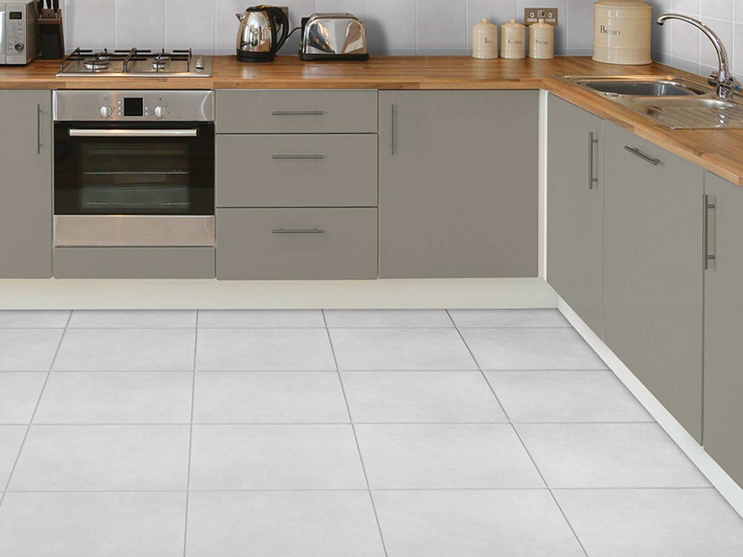 Kyra Grey Ecotec Matt Ceramic Floor, Gray Kitchen Floor Tile