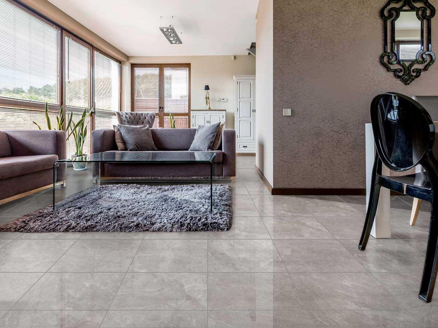 Palala Grey Shiny Ceramic Floor Tile, Are Ceramic Tiles Ok For Floors
