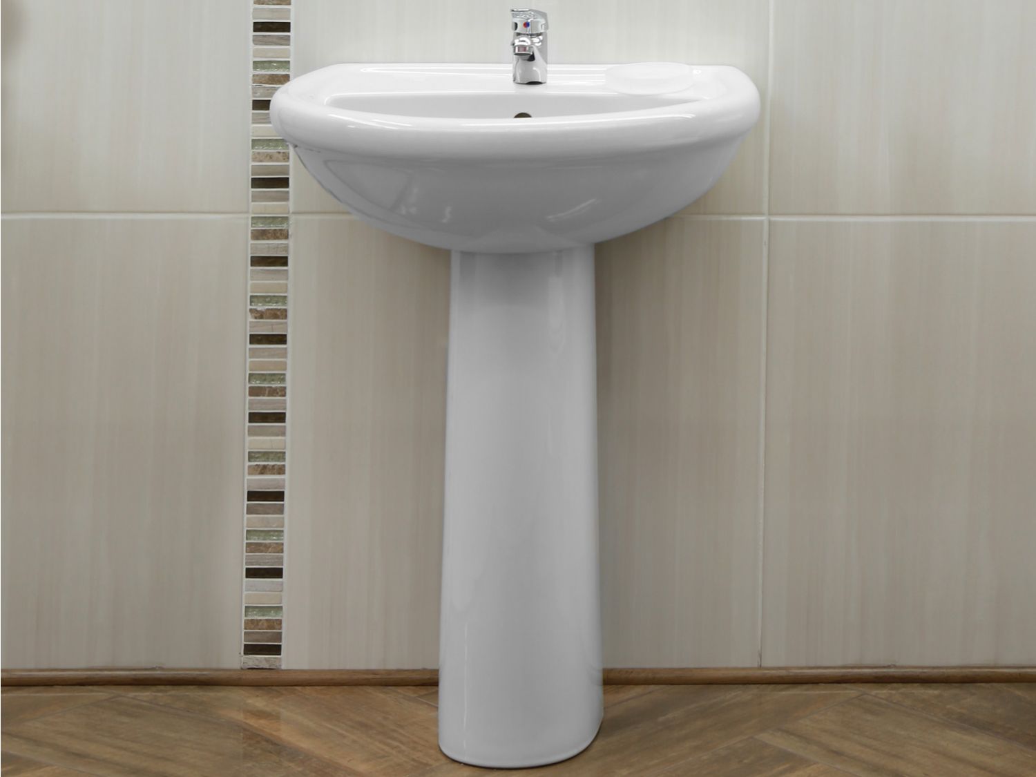Coral White Wall Mounted Basin  Floor Pedestal Set 570 x 465 x 180mm