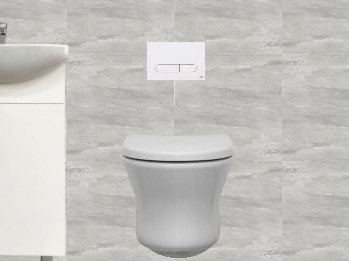 Diplomat White Eco Wall Hung Toilet Pan With Torino Tivoli 80 Concealed Cistern & Bound Flush Plate White