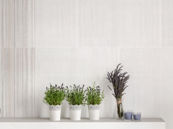 Twill Grey Satin Ceramic Wall Tile - 300 x 600mm