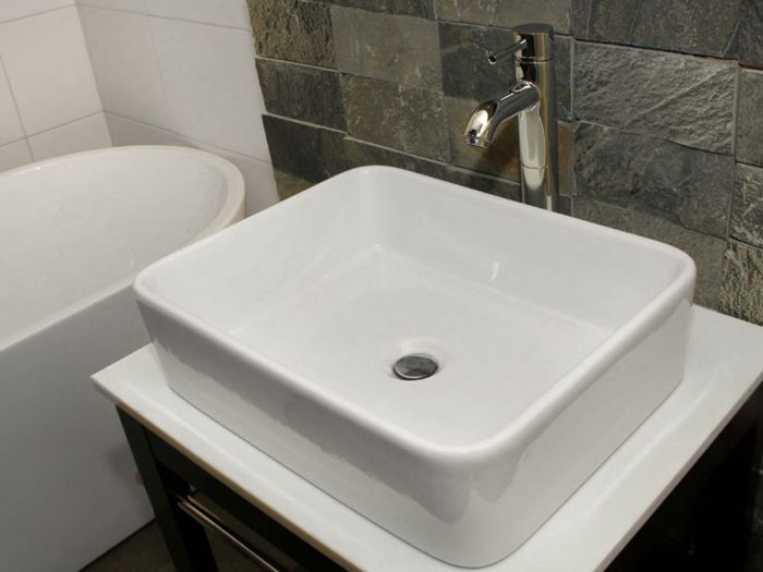 Amelia White Rectangular Counter Top Basin - Without Tap Hole - 485 x 370 x 140mm
