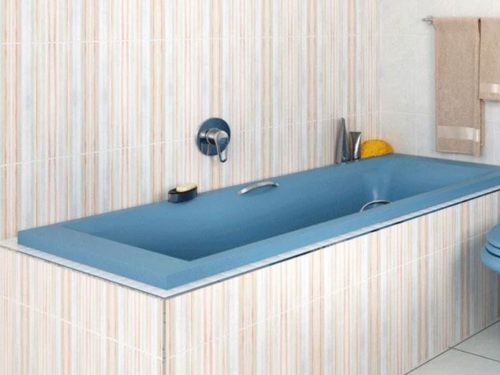 Coral Bermuda Blue Built-in Straight Bath with Handles - 1700 x 700mm