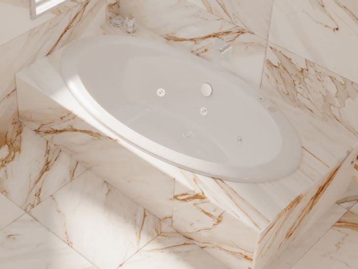 Arena White Luxury Spa Built-in Oval Bath - 1800 x 960mm