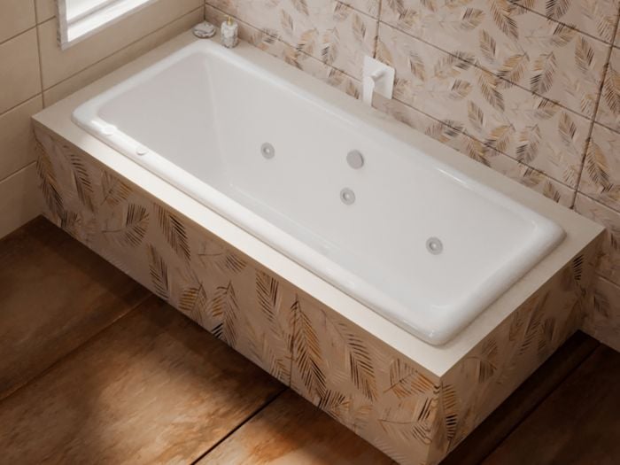 Duna White Luxury Spa Built-in Straight Bath - 1700 x 750mm