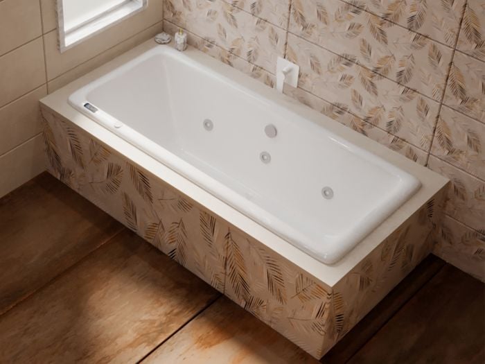 Duna Genesis White Ultimate Spa Built-in Straight Bath - 1800 x 750mm