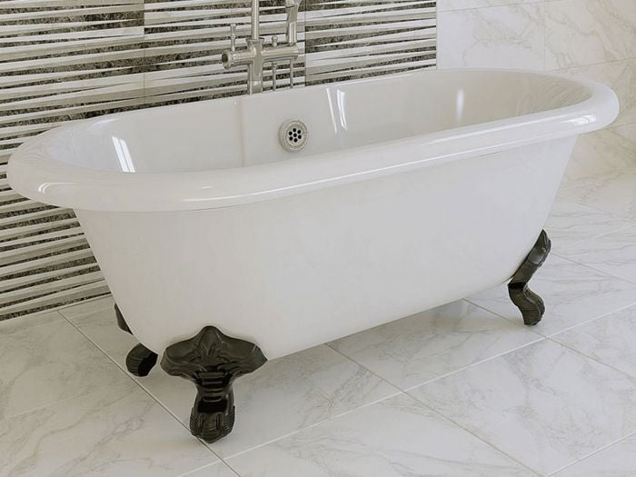 Monroe White Freestanding Bath With Black Feet - 1750 x 795mm