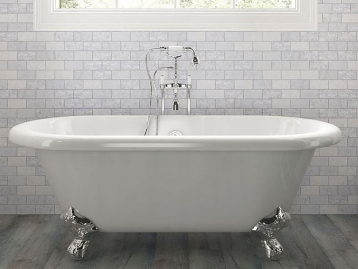 Monroe White Freestanding Bath With Chrome Feet - 1750 x 795mm