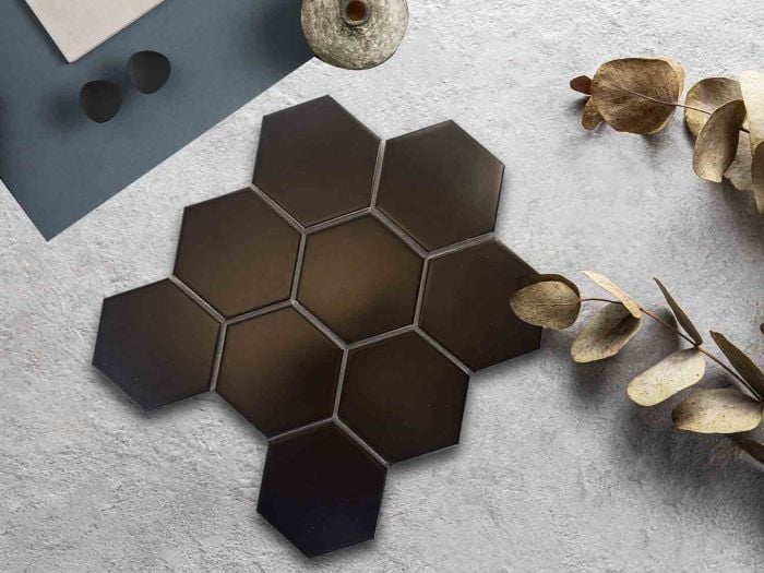 Black Matt Large Hexagonal Mosaic - 296 x 256mm
