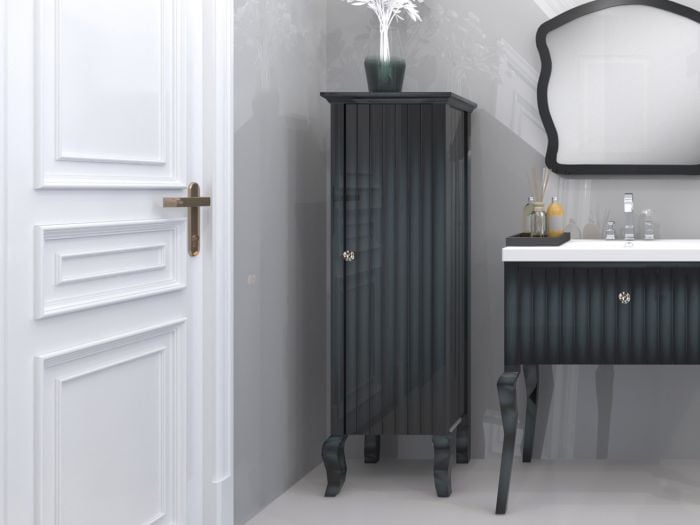 Ariana Black Side Cabinet - 400 x 350 x 1345mm