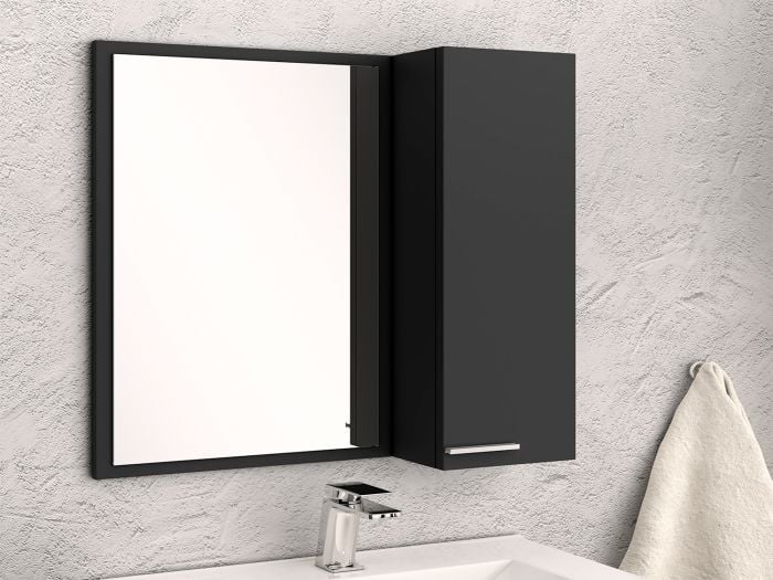 Cubo Satin Black Side Cabinet - 700 x 200mm