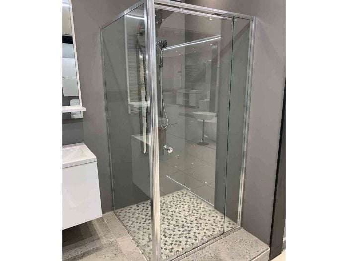 CrystalTech Pivot & Panel Silver Shower Enclosure Combo - CTE8090 - 900 x 900 x 1850mm