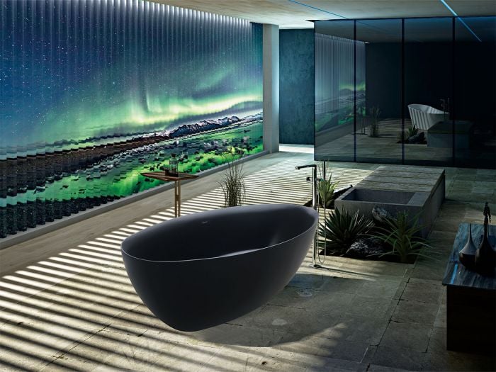Tamara Satin Black Freestanding Bath - 1700 x 850 x 590mm