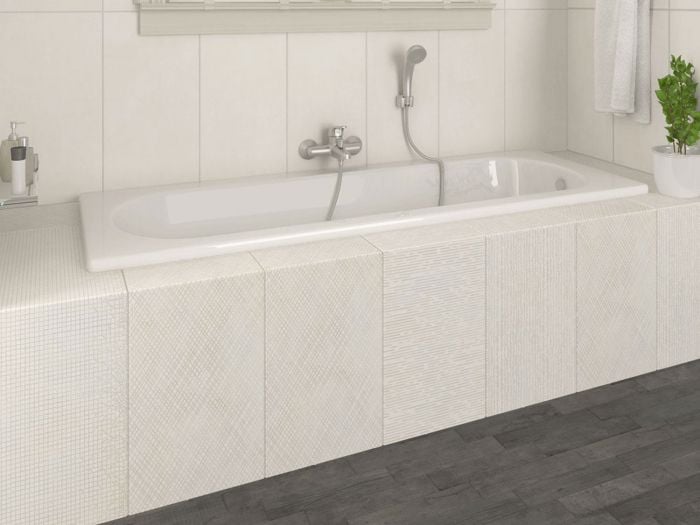 Cassia White Stainless Steel Enamel Coated Built-in Straight Bath - 1700 x 700mm