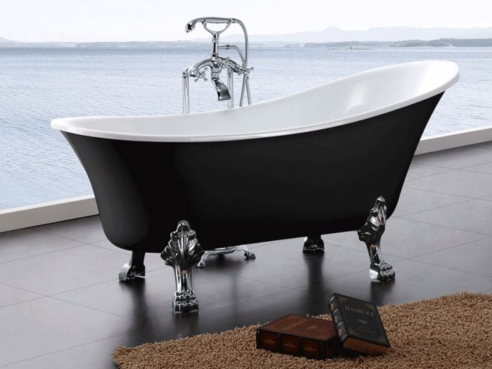 Vittoria Black & White Freestanding Slipper Bath - 1550 x 750mm