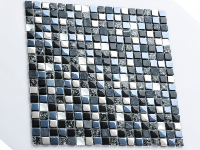 Precious Midnight Blue Glass & Stone Mosaic - 300 x 300mm