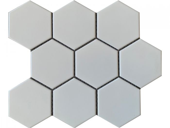 White Matt Large Hexagonal Mosaic - 296 x 256mm