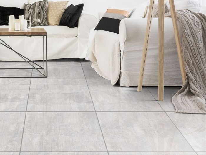 Cashmere Cement Grey Shiny Glazed Porcelain Floor Tile - 800 x 800mm