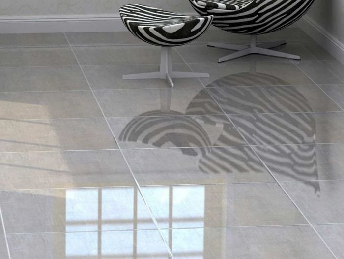Hessina Grey Shiny Glazed Porcelain Floor Tile - 600 x 600mm