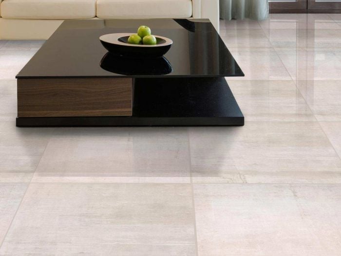 Hessina Ivory Shiny Glazed Porcelain Floor Tile - 600 x 600mm