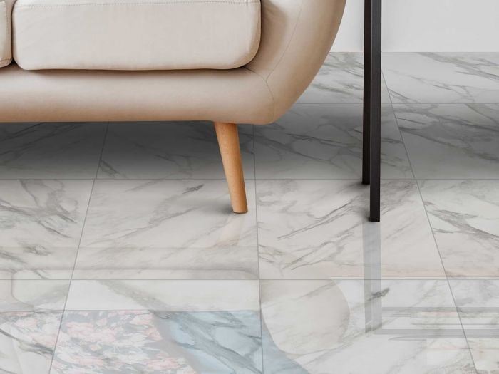 Juniper White Shiny Ceramic Floor Tile - 430 x 430mm