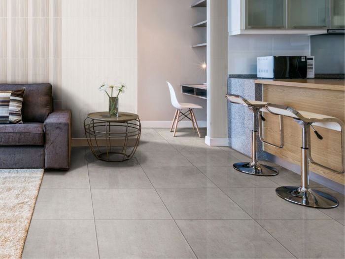 Mod Beige Shiny Ceramic Floor Tile - 500 x 500mm