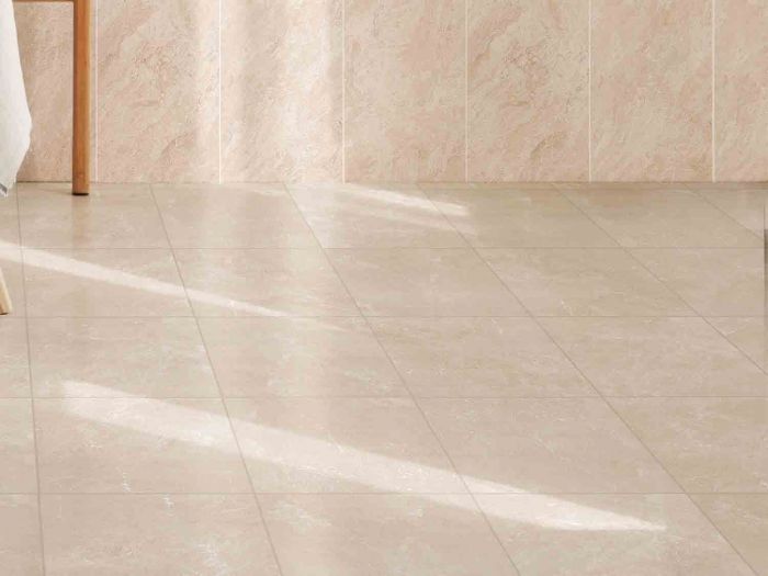 Nevis Ivory Shiny Ceramic Floor Tile - 350 x 350mm