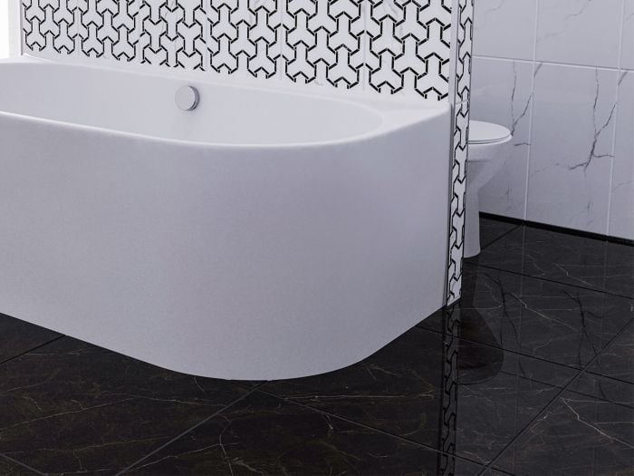 Bocelli Nero EcoTec Rectified Shiny Hard Body Ceramic Floor Tile - 600 x 600mm