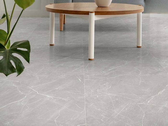 Cecilia Grey EcoTec Rectified Shiny Hard Body Ceramic Floor Tile - 600 x 600mm