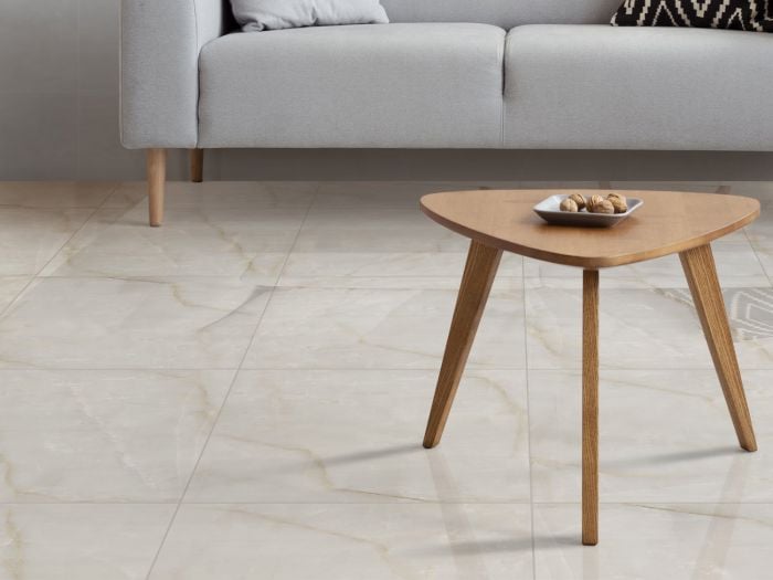Onyx White EcoTec Shiny Rectified Hard Body Ceramic Floor Tile - 600 x 600mm