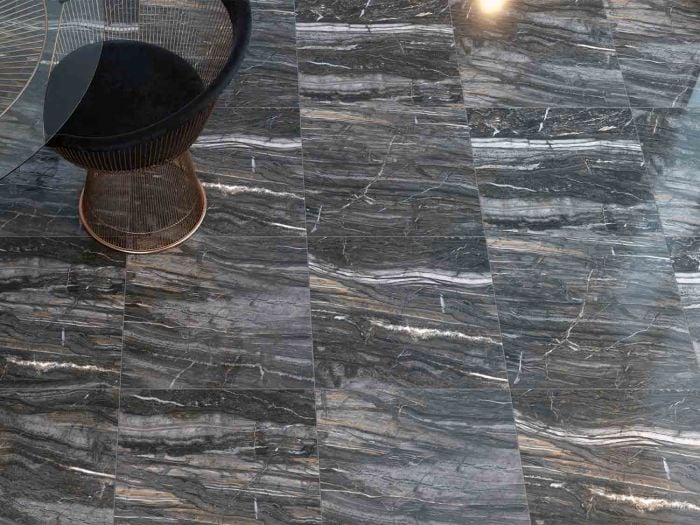 Tempest Charcoal EcoTec Rectified Shiny Hard Body Ceramic Floor Tile - 600 x 600mm