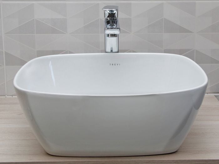 Trevi Flow White Freestanding Basin Without Taphole & Overflow 405 x 405mm