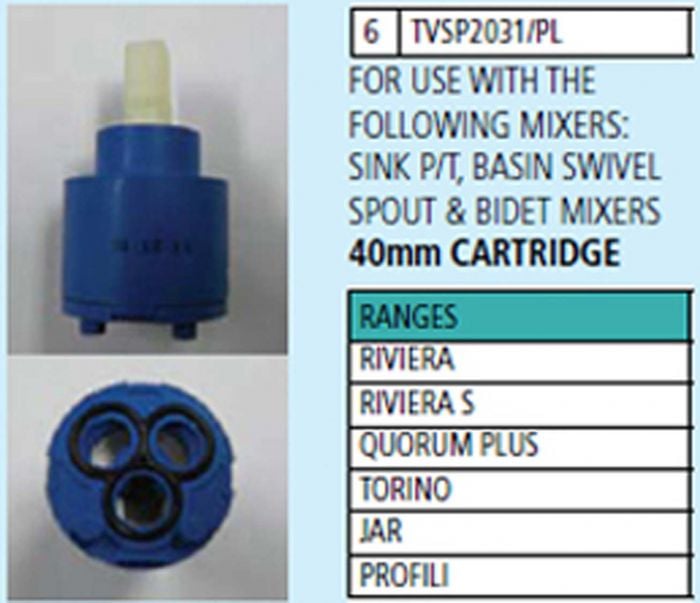 Tivoli 35mm Cartridge For Concealed Mixer Tap