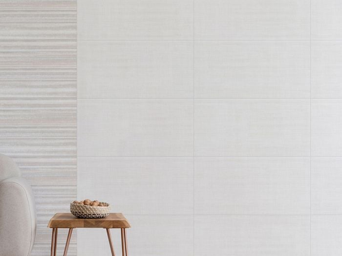 Twill Cotton Ivory Satin Ceramic Wall Tile - 600 x 300mm