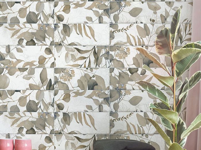 Eucalyptus Feature Shiny Ceramic Wall Tile - 500 x 200mm