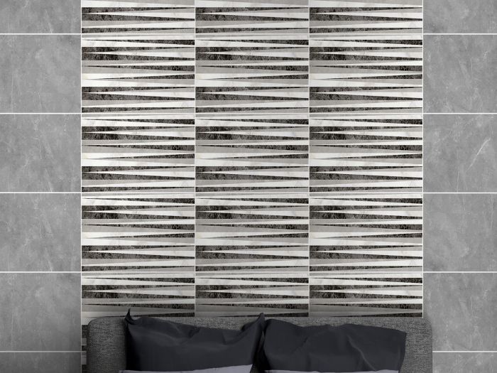 Radiant Grey Feature Shiny Ceramic Wall Tile - 600 x 300 mm