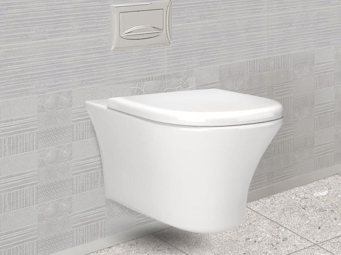 Diplomat White Eco Wall Hung Toilet Pan With Torino 80 Concealed Cistern & River Chrome Flush Plate