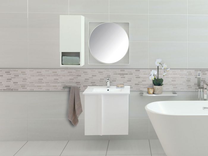 Calig White Wall Cabinet & Basin With Side Cabinet