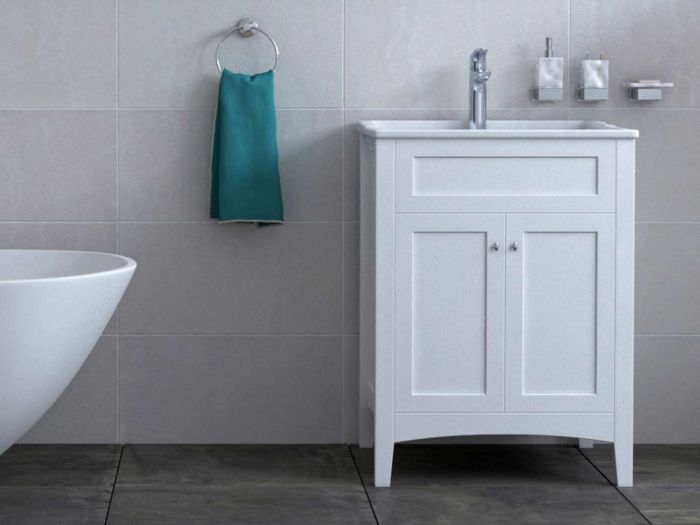 Marseille White Floor Standing Cabinet & Basin - 590 x 450mm