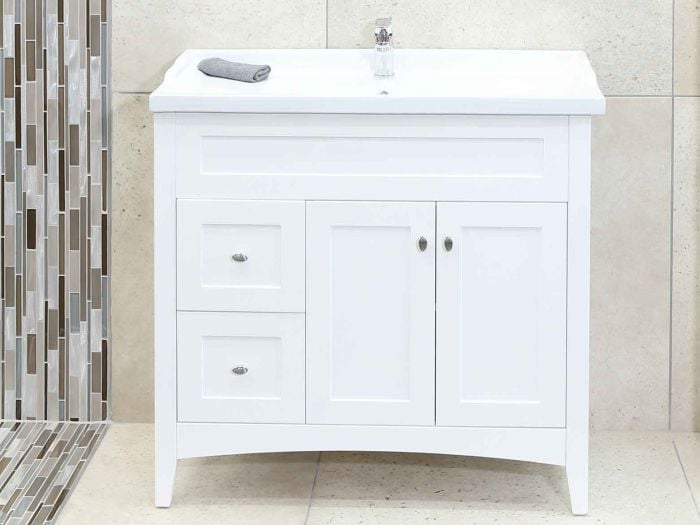 Marseille White Floor Standing Cabinet & Basin - 900mm